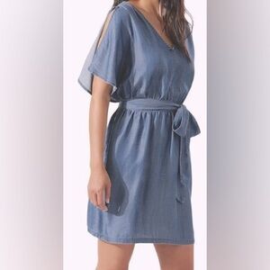 NEW Tommy Bahama Chambray Slit Sleeve Dress, Large, CHAMBRAY, Blue, Size L
